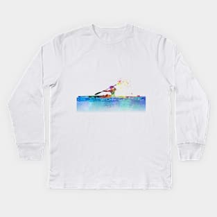 Kayak in watercolor Kids Long Sleeve T-Shirt